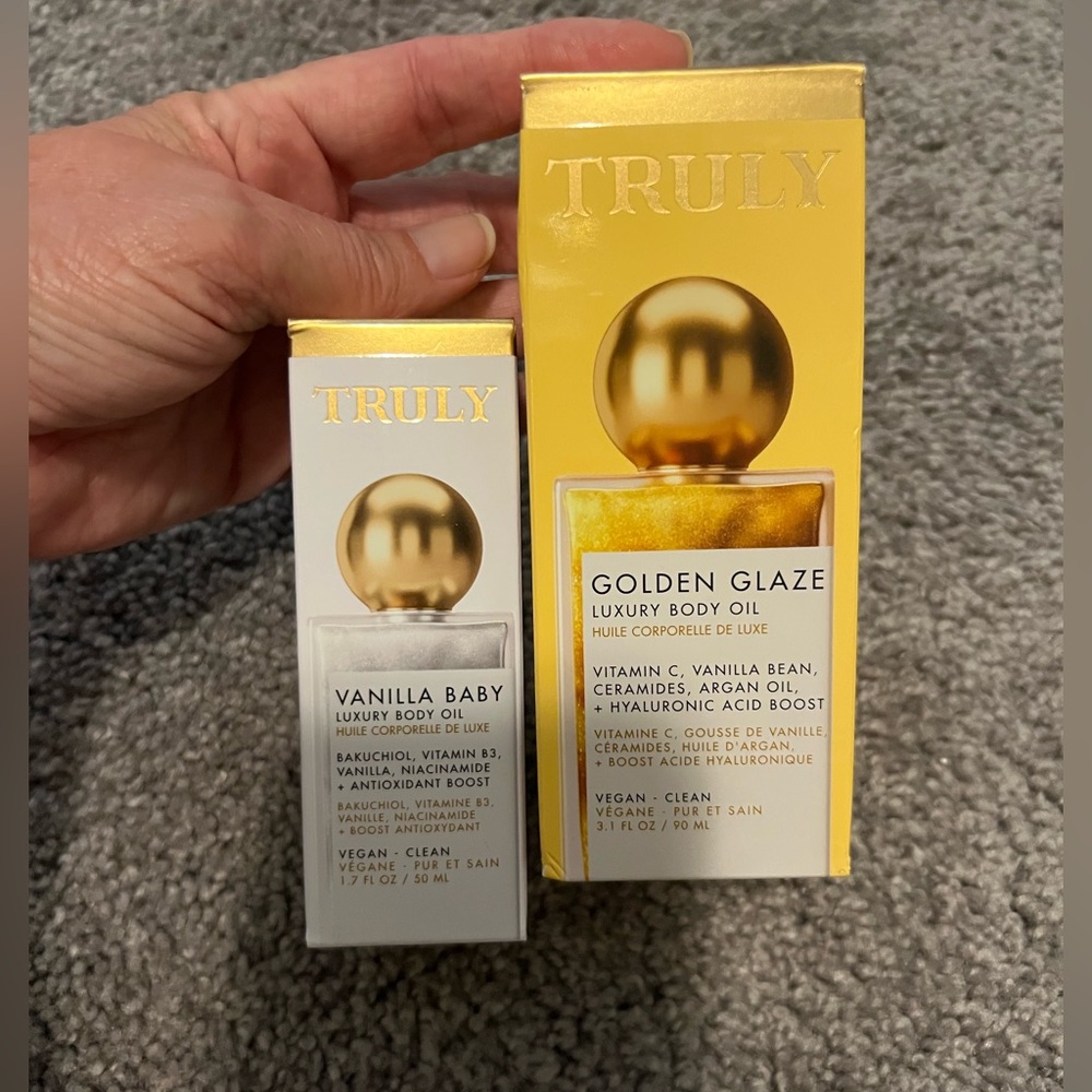 TRULY Golden Glaze and Vanilla Baby Luxury Body Oil Duo